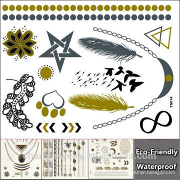 DIY tatuajes de ala de diseño de tatuaje de oro pegatinas impermeables temporales de brillo tatuaje pegatina YS014